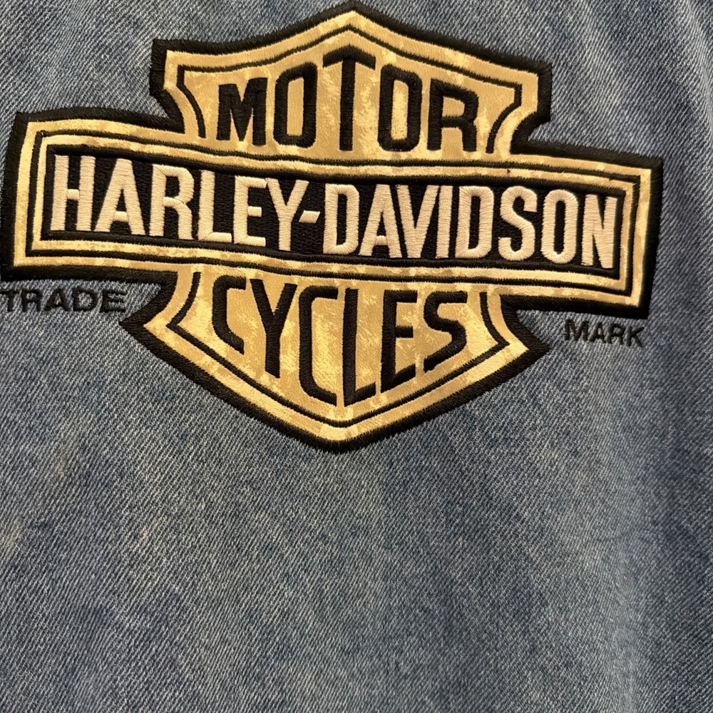 VTG  An American Legend Harley Davidson Denim Sleeveless Jean Vest 3XL XXXL - Picture 10 of 13